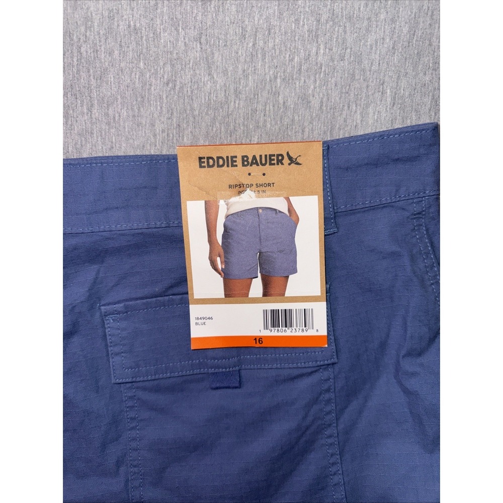 Eddie Bauer Women's Ripstop Shorts Size 16 Blue NWT Outdoor Hiking Casual - Picture 2 of 8